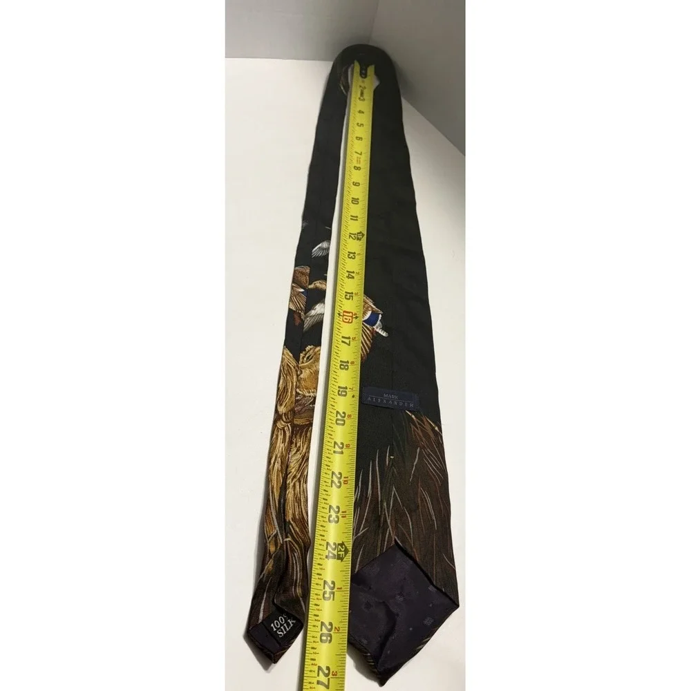 Mark Alexander Silk Tie Golden Retriever Mallard Duck Hunting Dog Green Brown